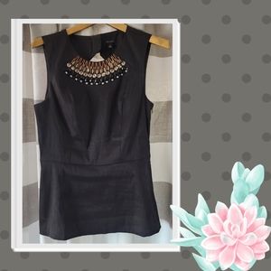 Ann Taylor Peplum Semi Openback With Jewel Neck